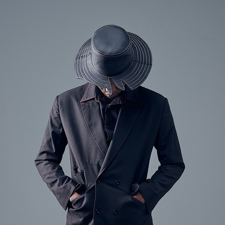 Grey logo cut leather hat